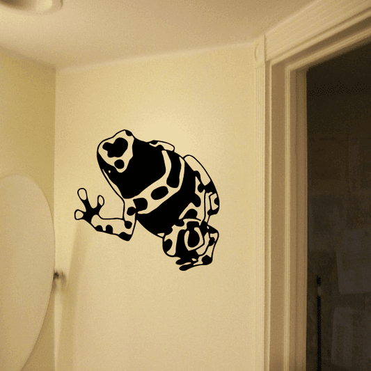 Camo frog decal, black and tan spotted frog vinyl wall sticker