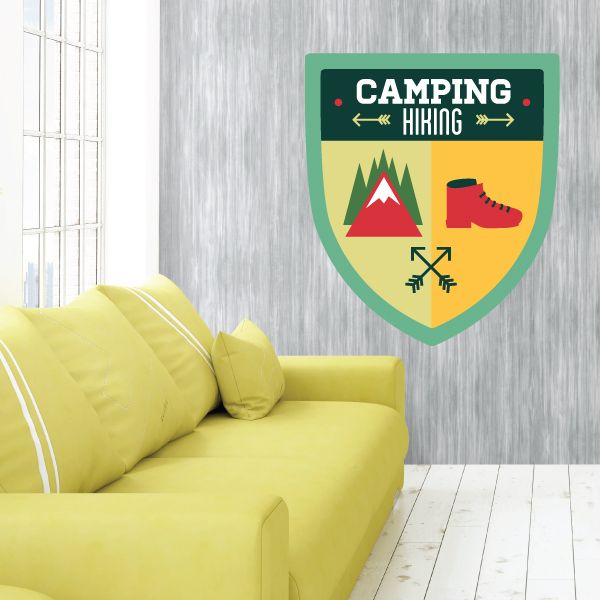 Image of Camping Hiking Camp Badge Wall Decal - Vinyl Decal - Car Decal - Idcolor009