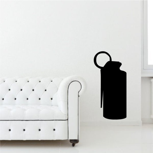 Grenade canister wall decal, matte black canister with hanging loop