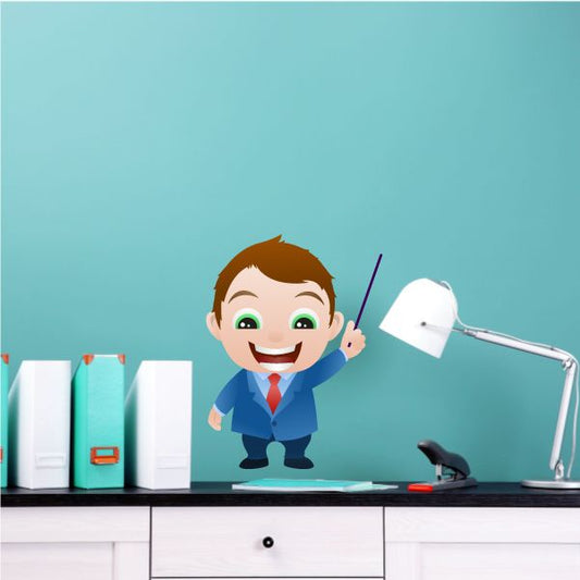 Image of Cartoon Businessman Wall Decal - Vinyl Sticker - Car Sticker - IDCOLOR016