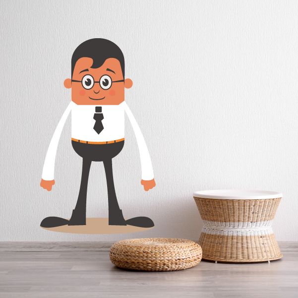 Image of Cartoon Businessman Wall Decal - Vinyl Sticker - Car Sticker - IDCOLOR024