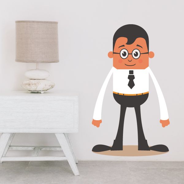 Image of Cartoon Businessman Wall Decal - Vinyl Sticker - Car Sticker - IDCOLOR026