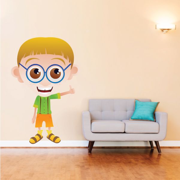 Image of Thumbs Up Nerd Cartoon Sticker