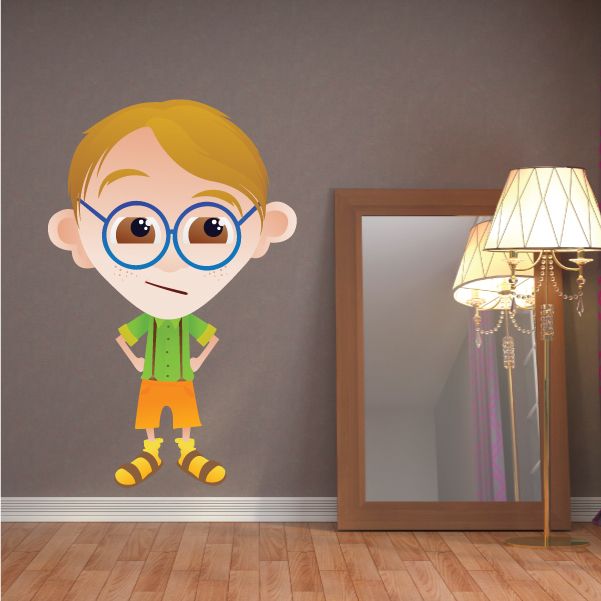 Image of Pondering Nerd Cartoon Sticker