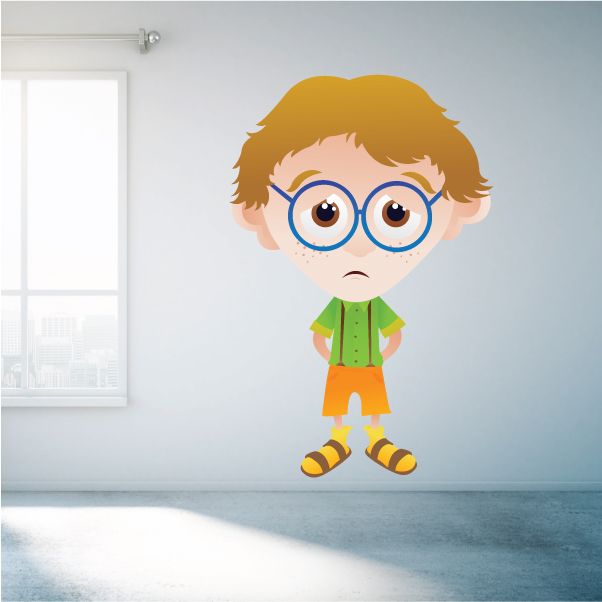 Image of Sad Nerd Cartoon Sticker