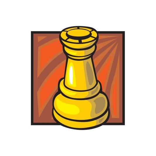Gold chess rook piece sticker with black outline