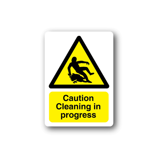 Image of Caution Cleaning In Progress Rectangle Sticker