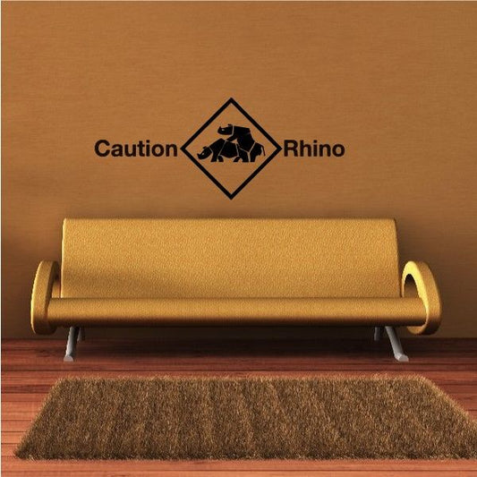 Caution rhino decal with warning diamond and rhino icon