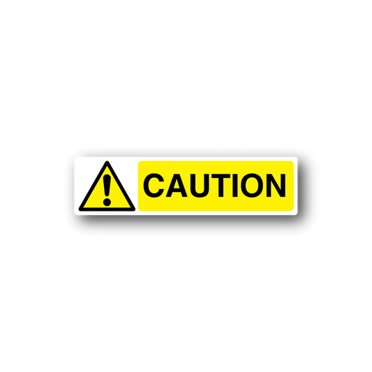 Image of Caution Yellow and White Sticker