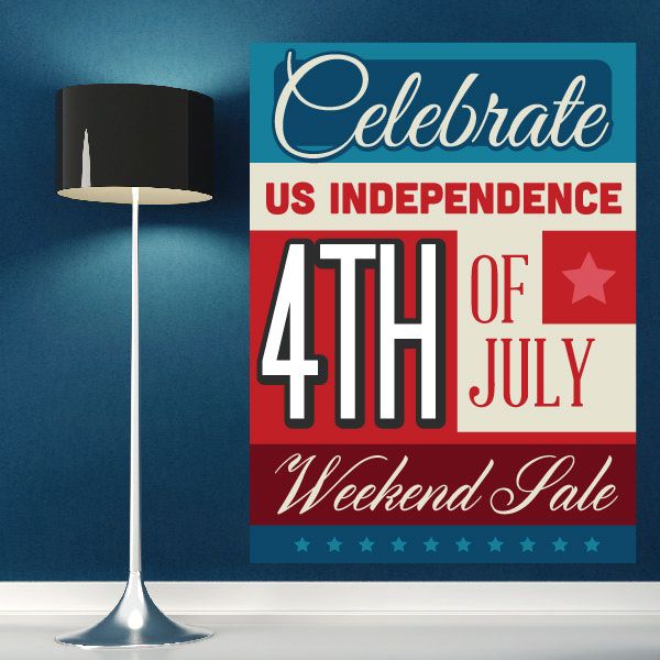 Fourth of July weekend sale business sticker with Celebrate and 4th of July text
