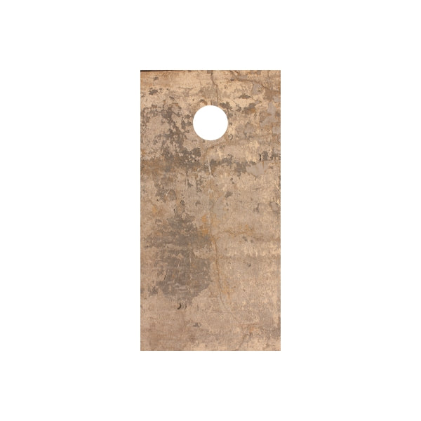 Wooden-effect cornhole board decal with a strategically placed hole