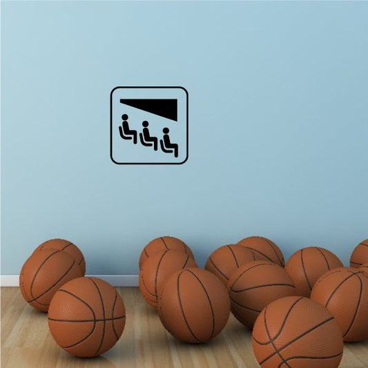 Chair lift sign decal with black accessibility icon for seating