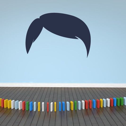 Dark blue stylized characterface vinyl decal, curved hair or eyebrow shape.
