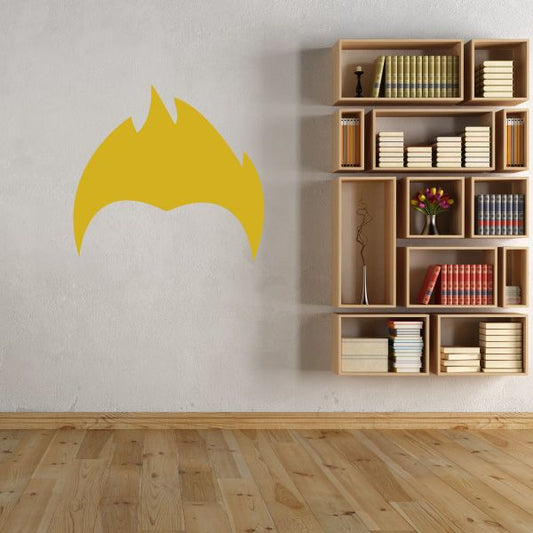 Yellow character face wall decal with spiky hair silhouette