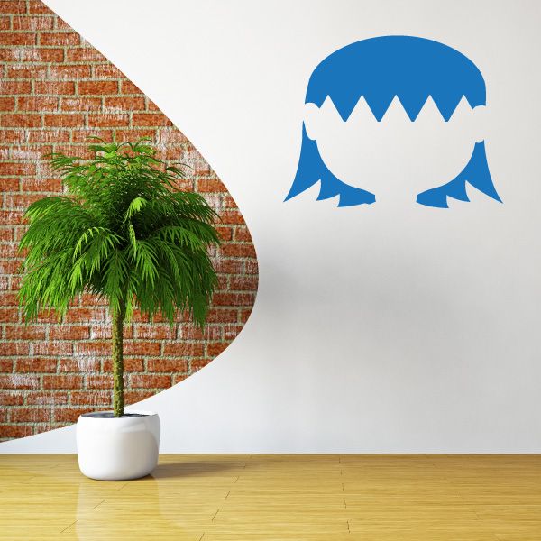 Blue character face wall decal with jagged hair and chin shape