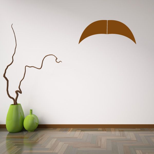 Vinyl wall decal with brown half-circle and curved outline