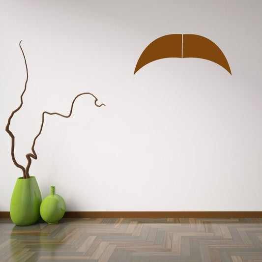 Vinyl wall decal with brown half-circle and curved outline