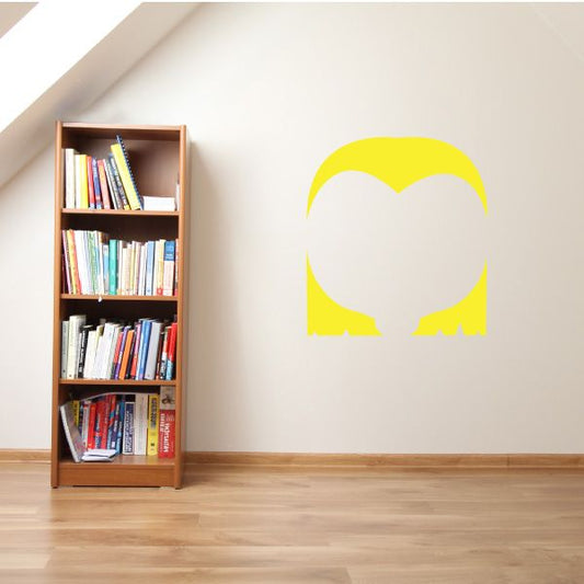 Yellow animal face wall decal, vinyl silhouette with ears