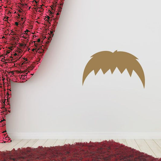 Vinyl wall decal of stylized character face hair, brown