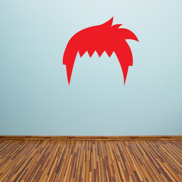 Red spiky character hair wall decal