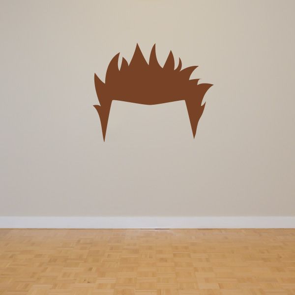 Brown spiky hair vinyl wall decal with cutout rectangle