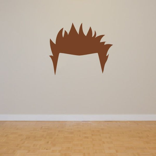 Brown spiky hair vinyl wall decal with cutout rectangle