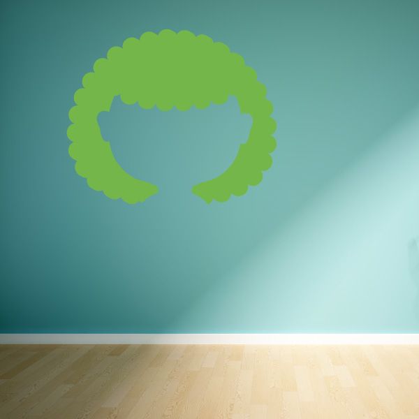 Green characterface wall decal with curly hair silhouette