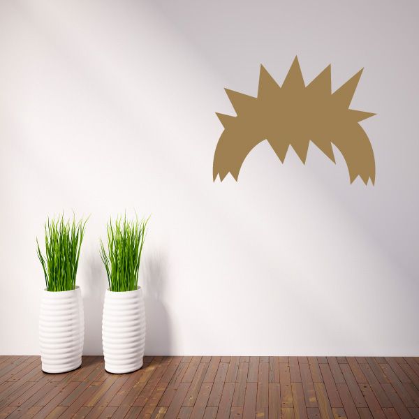 Characterface wall decal: brown spiky character face vinyl sticker.