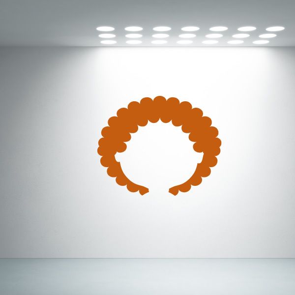 Orange curly-haired character face wall decal with speech bubble