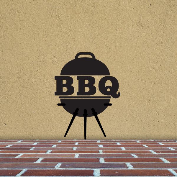 BBQ grill decal with “BBQ” lettering and black grill icon