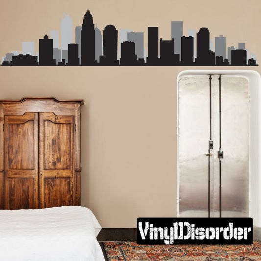 North Carolina skyline decal with dark city silhouette