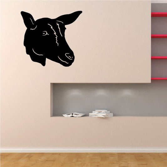 Sheep head wall decal, black silhouette with white eye and muzzle details