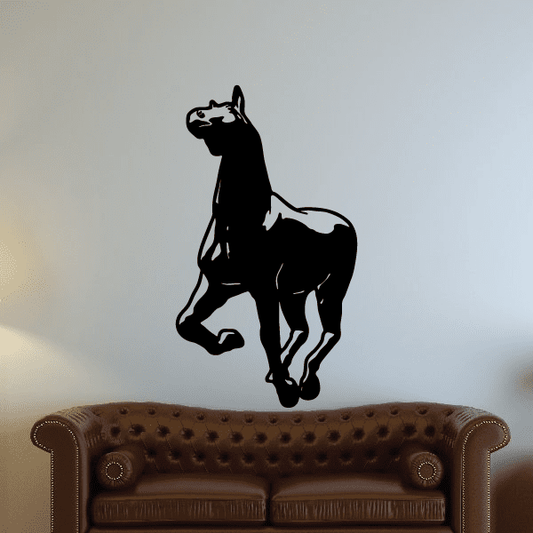 Sprinting horse wall decal, black silhouette of a rearing horse