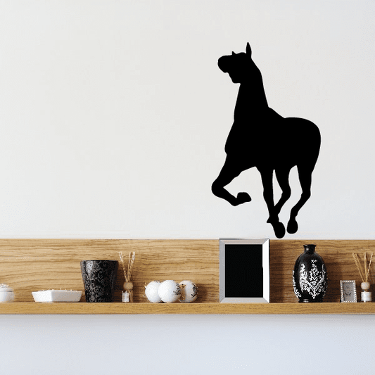Sprinting horse silhouette decal, black horse in mid-gallop