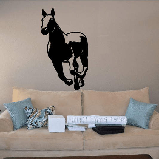Chasing Pony decal featuring a black horse silhouette with rider-style pose