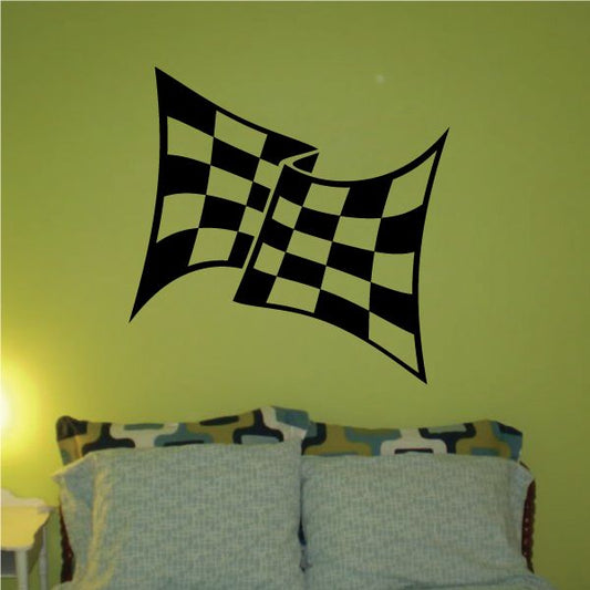 Checkered flag wall decal, black and white vinyl racing flag