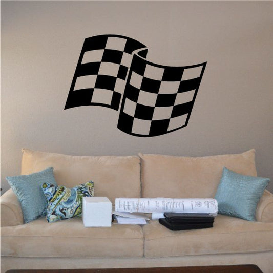 Checkered flag wall decal, black-and-white checkered vinyl flag