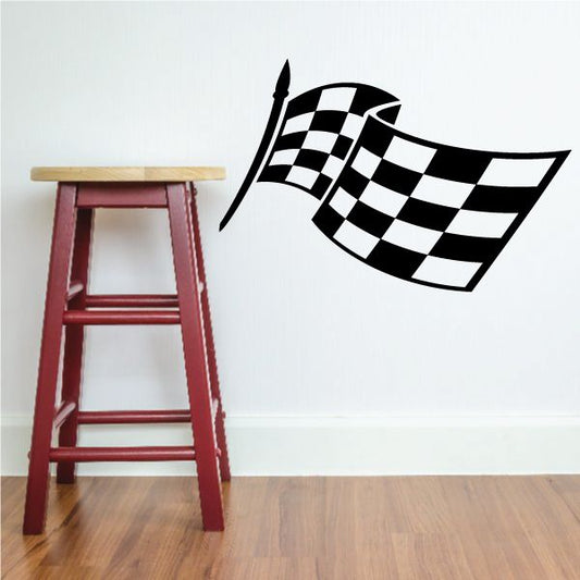 Checkered flag wall decal, black-and-white racing flag vinyl graphic