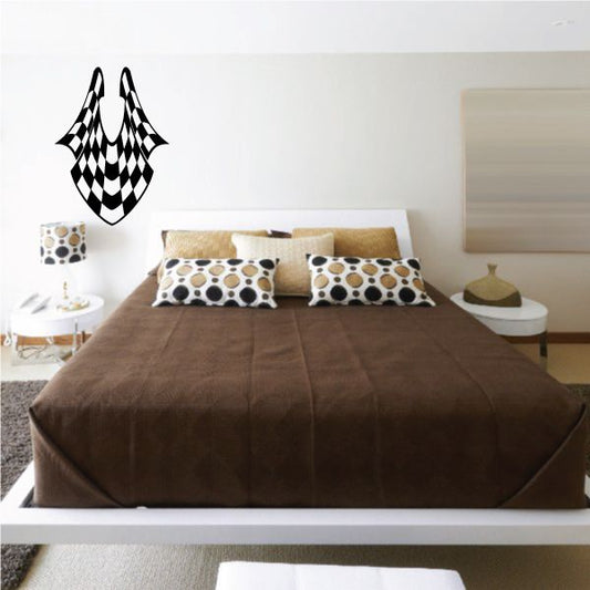 Checkered flag vinyl wall decal with black-and-white flag icon