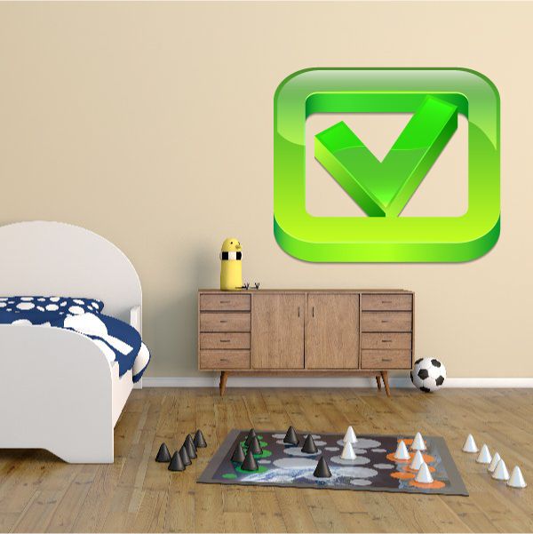 Green checkmark wall decal vinyl sticker