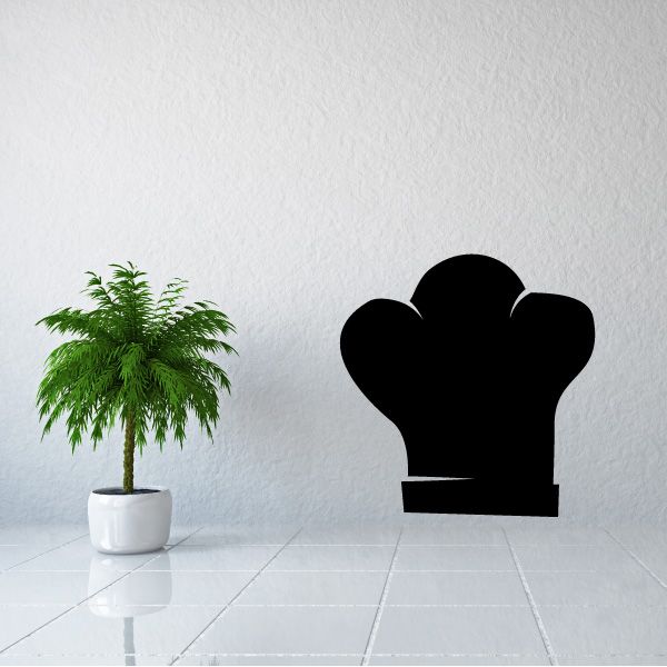 Chef hat decal in black silhouette with flat brim and tall crown