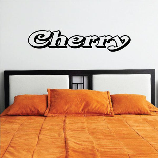 Cherry decal with black cursive 'Cherry' lettering