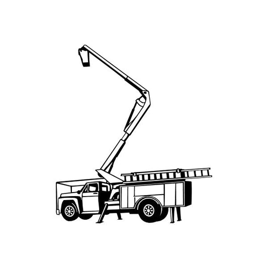 Cherry picker truck decal with raised boom and cab