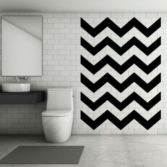 Chevron wall pattern vinyl decal with black zigzag stripes