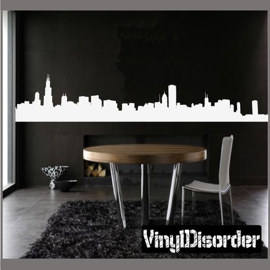 Chicago skyline wall decal with white city silhouette