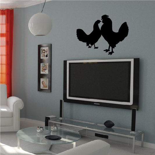 Chicken pair wall decal with two black silhouette hens