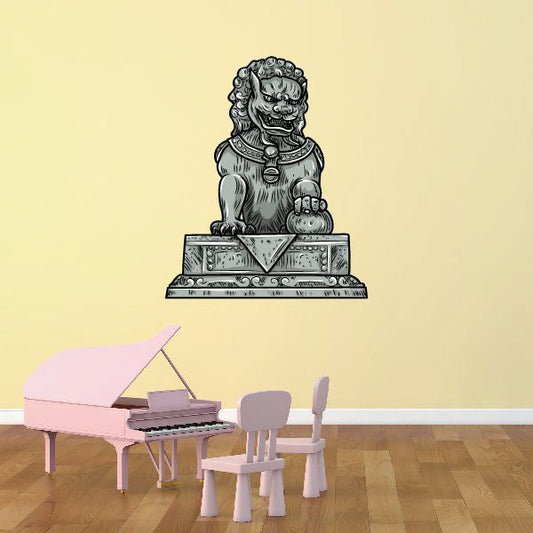 Image of Chinese Colored Guardian Lion Statue Sticker