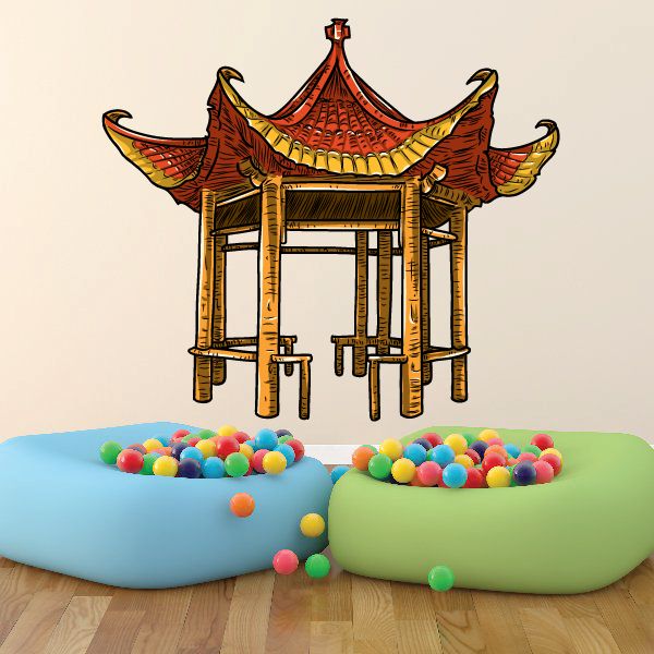 Image of Chinese Colored Pavilion Structure Sticker