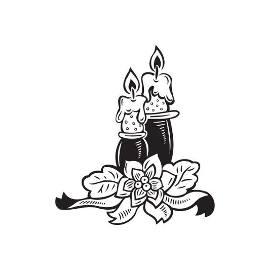 Christmas candles decal with flames and flower accents