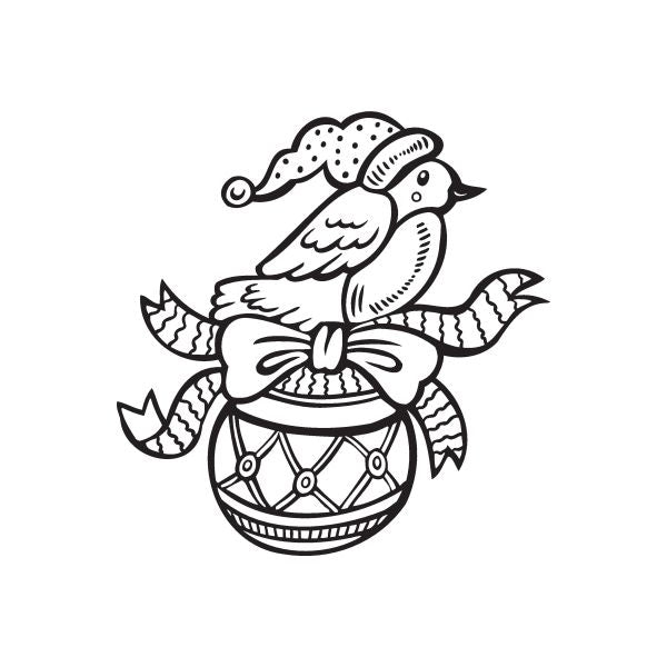 Image of Christmas Decorations Bird on Bow Ornament Decal